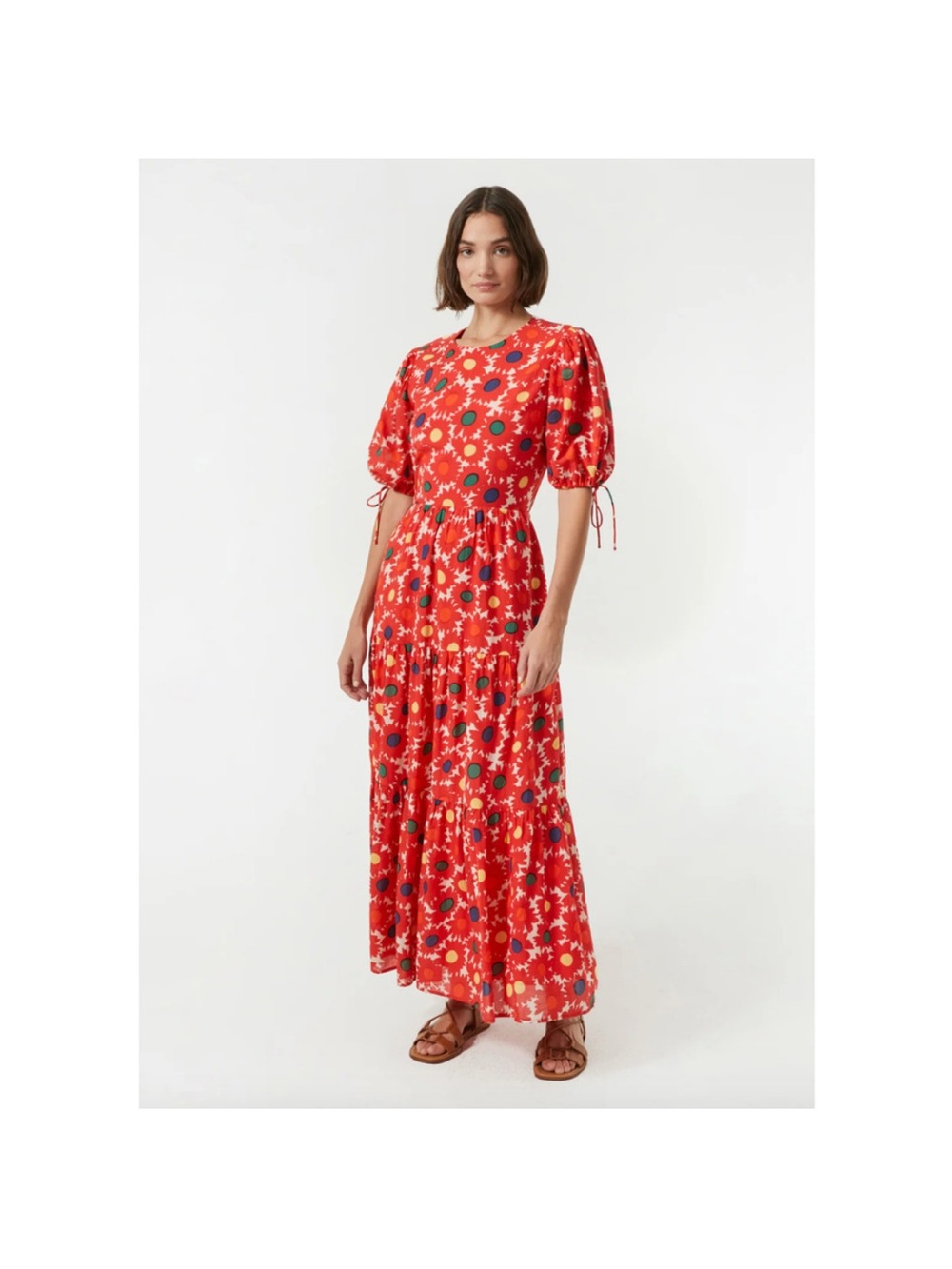 Rhode Jolie Puff Sleeve Open Back Maxi Dress Grenada Floral